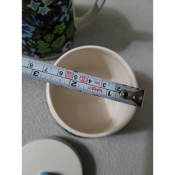 Napcoware Blue Green Pansies Floral Chintz Creamer Sugar Set Japan - Picture 7 of 11